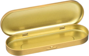 1 Pcs Caixa de Latão Metálica, 6.9x2.4x0.7 Polegada Caixa Ovala Vazia com Tampo Articulado Mini Portátil para Doces, Pinos de Desenho, Artesanato, Ouro