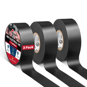 LinkMejor Nastro Elettrico in Vinile 1"-66Ft 3 Pz, Nastro Elettrico in PVC 7 Mil Spessore UL CSA Elencato, Adesivo Antincendio Forte a Base di Gomma per Applicazioni Automobilistiche Elettriche