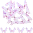 20Pcs Sheer Mesh Butterfly Appliques, 50mm Two Layers Butterflies with Gem Applique Patch DIY 3D Craft Ornament for Wedding Party Home Decor Clothes, Light Purple