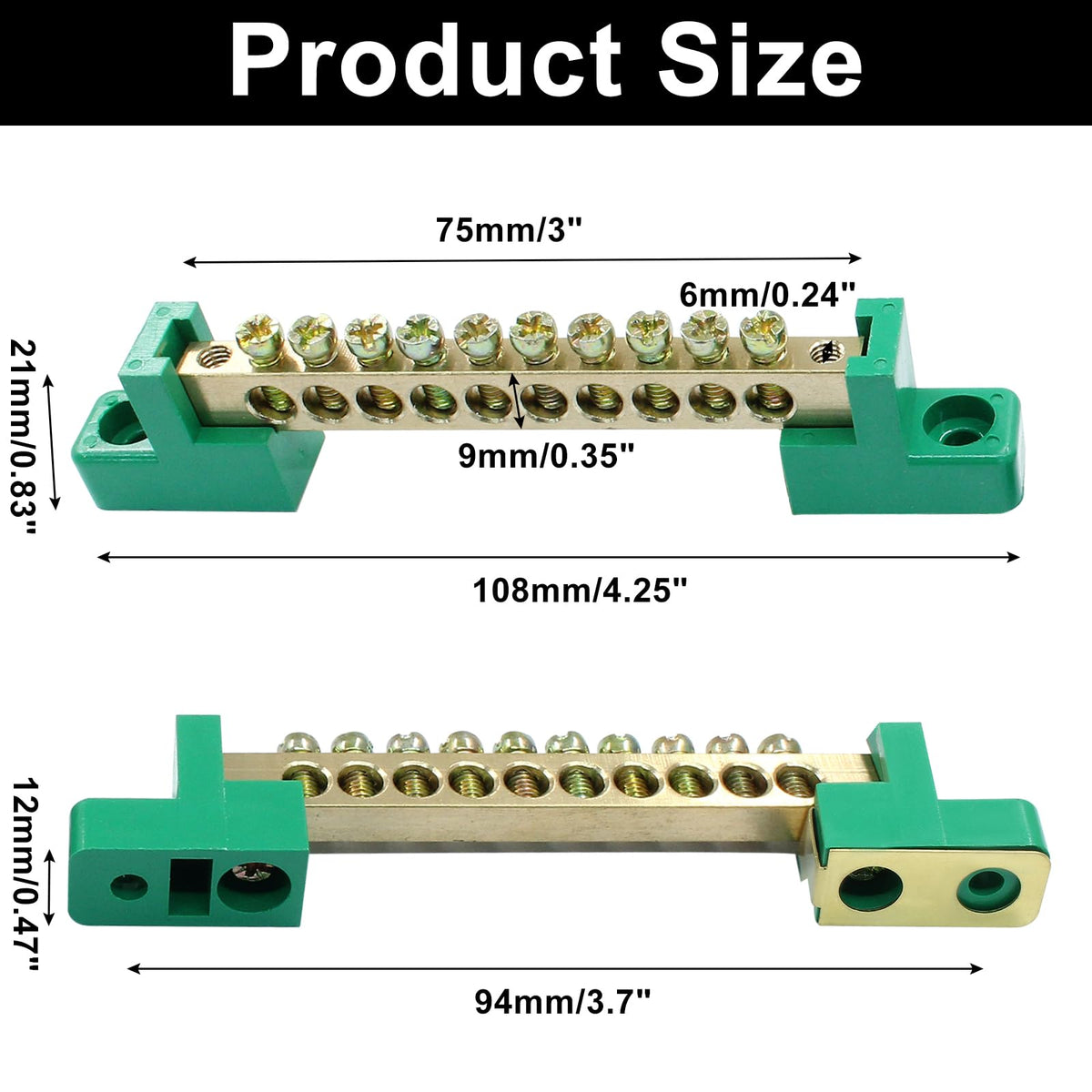 LinkMejor 2 Pack Barra di Bus Terminal in Bronzo 10 Posizioni