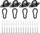 4 Pcs Pad Eye Plate, 3.1 Inch 304 Stainless Steel Ceiling Hooks & Snap Hook Marine Hanging U Hook with Screws & Anchors for Securing Hanging, Black