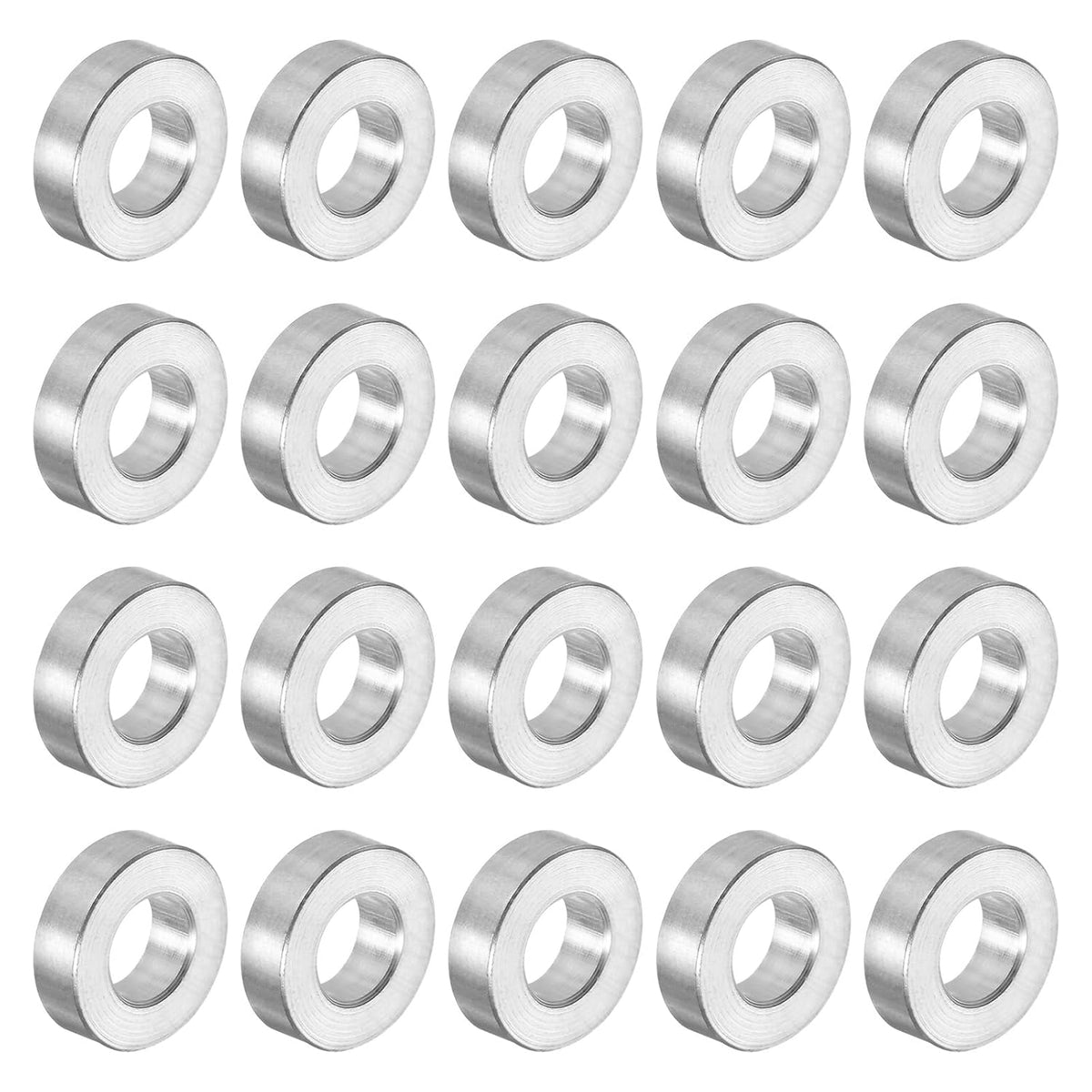 20pcs Aluminum Spacer 5mm Bore 10mm OD, 1/8" Length Screw Standoff Bushing Plain Finish Round Spacer for M5 Screws Bolts and Rods