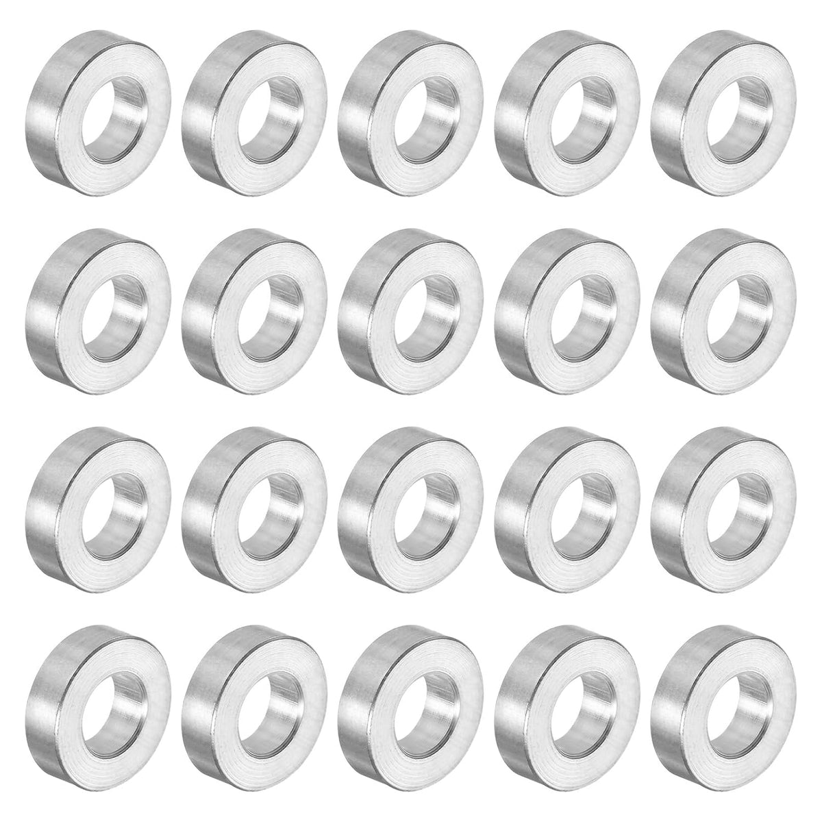 20pcs Aluminum Spacer 5mm Bore 10mm OD, 3mm Length Screw Standoff Bushing Plain Finish Round Spacer for M5 Screws Bolts and Rods