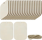 36pcs Rounded Rectangle Blank Wood Tags with Hole 2.8 x 4.3 Inch Unfinished Wood Pieces Wooden Gift Tags with 32.8 Ft Rope for Craft Projects, Hanging Decorations, Gift Making