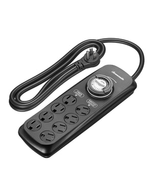 LinkMejor Timer Strömstolpe med 8 utgångar, 6FT Platt Plugg för reptilbelysning