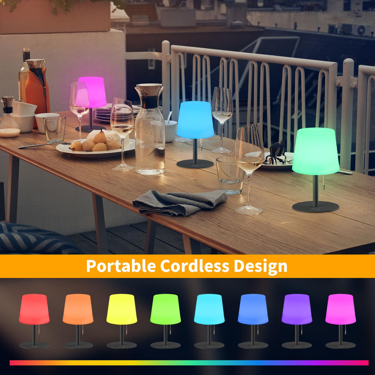 LinkMejor Shower Lamp, Rechargeable Cordless Waterproof Table Lamp