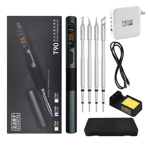 LinkMejor T90 Smart Soldering Iron 140W PD3.0 QC Fast Heating Digital Soldering Pen with LCD Display, Portable USB‑C Soldering Tool for Electronics Repair, DIY, PCB Soldering (T90B soldering iron
