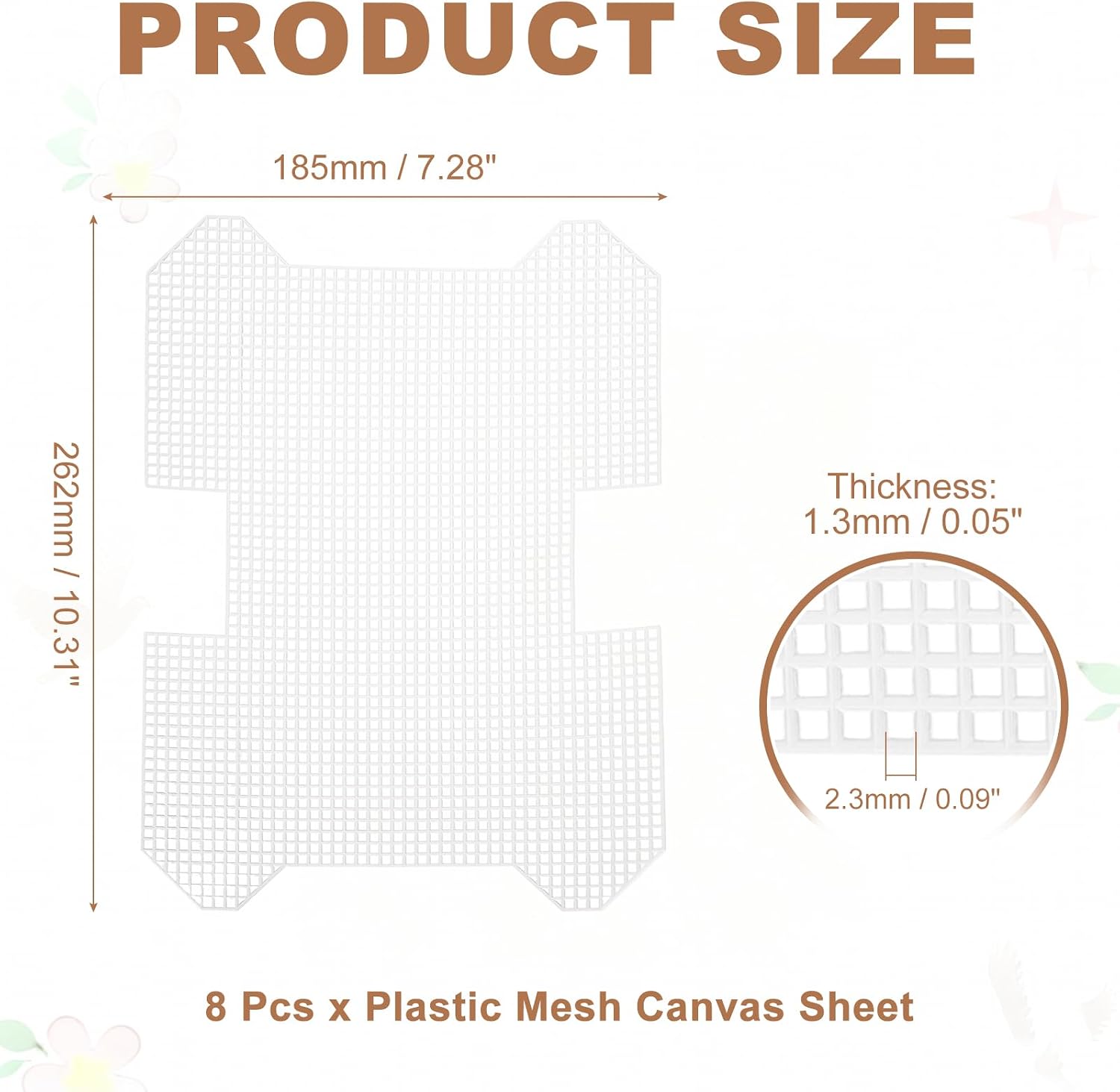 8Pcs Plastic Mesh Canvas Sheet, 10.3 x 7.3 Inch Plastic Mesh Sheet for Crochet Purse Making, Blank Canvas for Embroidery, Crafting, DIY Project, White