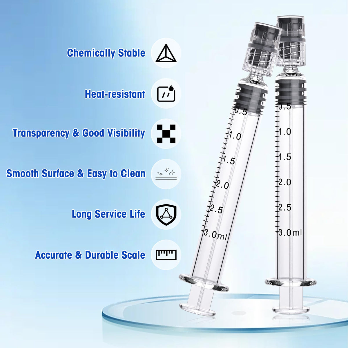 10 Pack 3ml Borosilicate Glass Syringe 3cc Luer Lock Syringe Glass Lab Syringes - Use for Liquids, Glue, Oils, Ink, Lube, Arts Crafts,and Pet Care