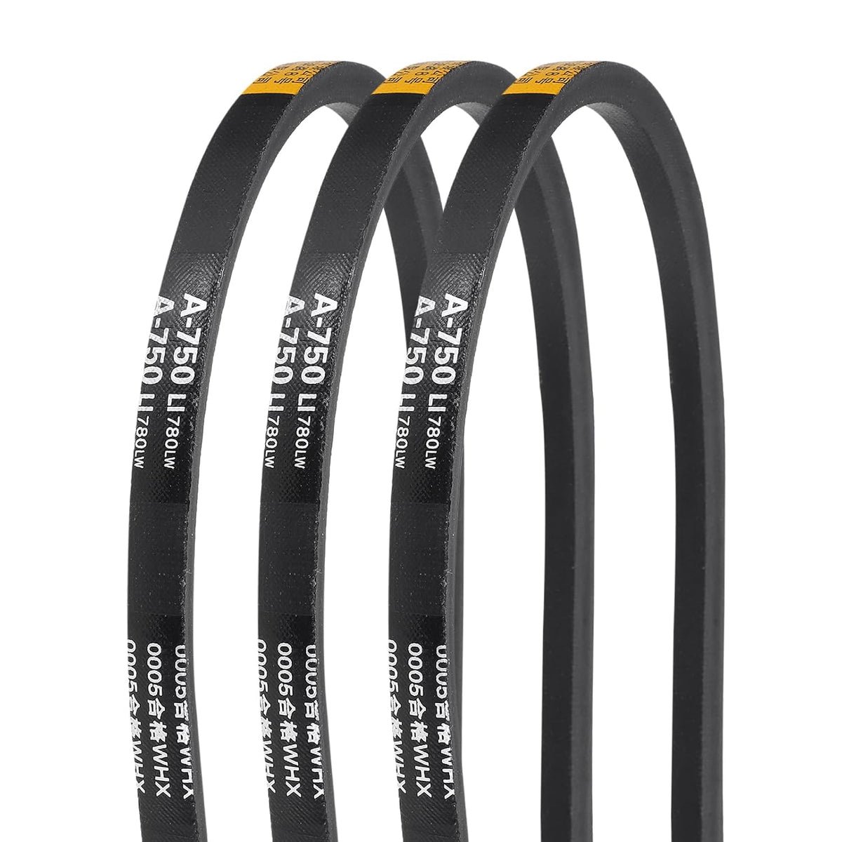 3Pcs A750 Rubber V-Belt, 750mm Inner Circumference x 13mm Width x 8mm Thickness, Classic Wrapped V-Belts for Industrial Machinery Equipment