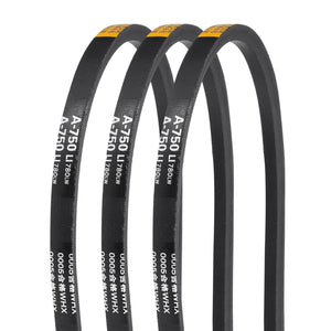 3Pcs A750 Rubber V-Belt, 750mm Inner Circumference x 13mm Width x 8mm Thickness, Classic Wrapped V-Belts for Industrial Machinery Equipment