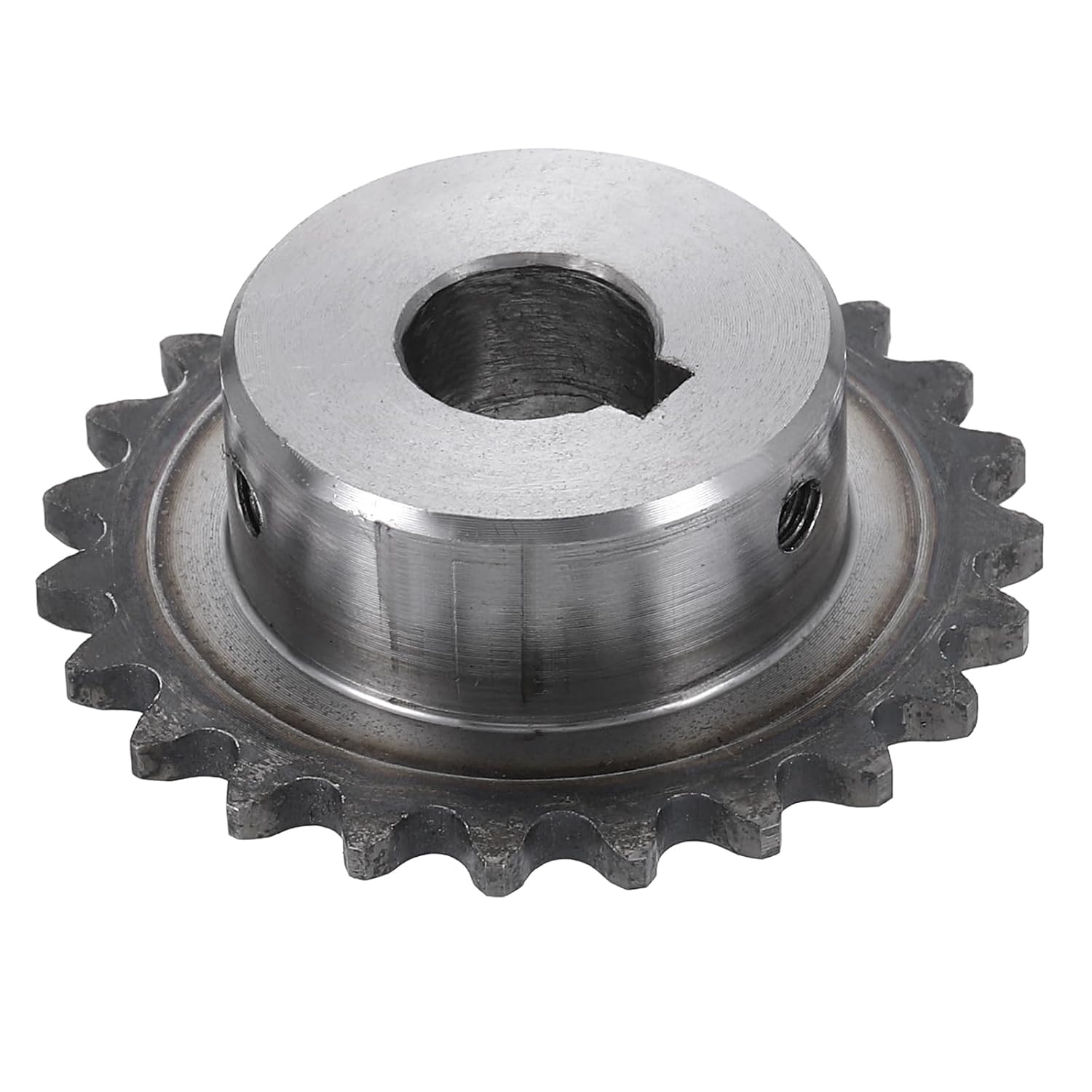 #25 Chain Roller Sprocket 12mm Bore 53.5mm OD, 25 Tooth C45 Carbon Steel ANSI #25 Roller Sprocket Round Hole Without Surface Finished with 4x1.8mm Keyway for ISO 04C Chain