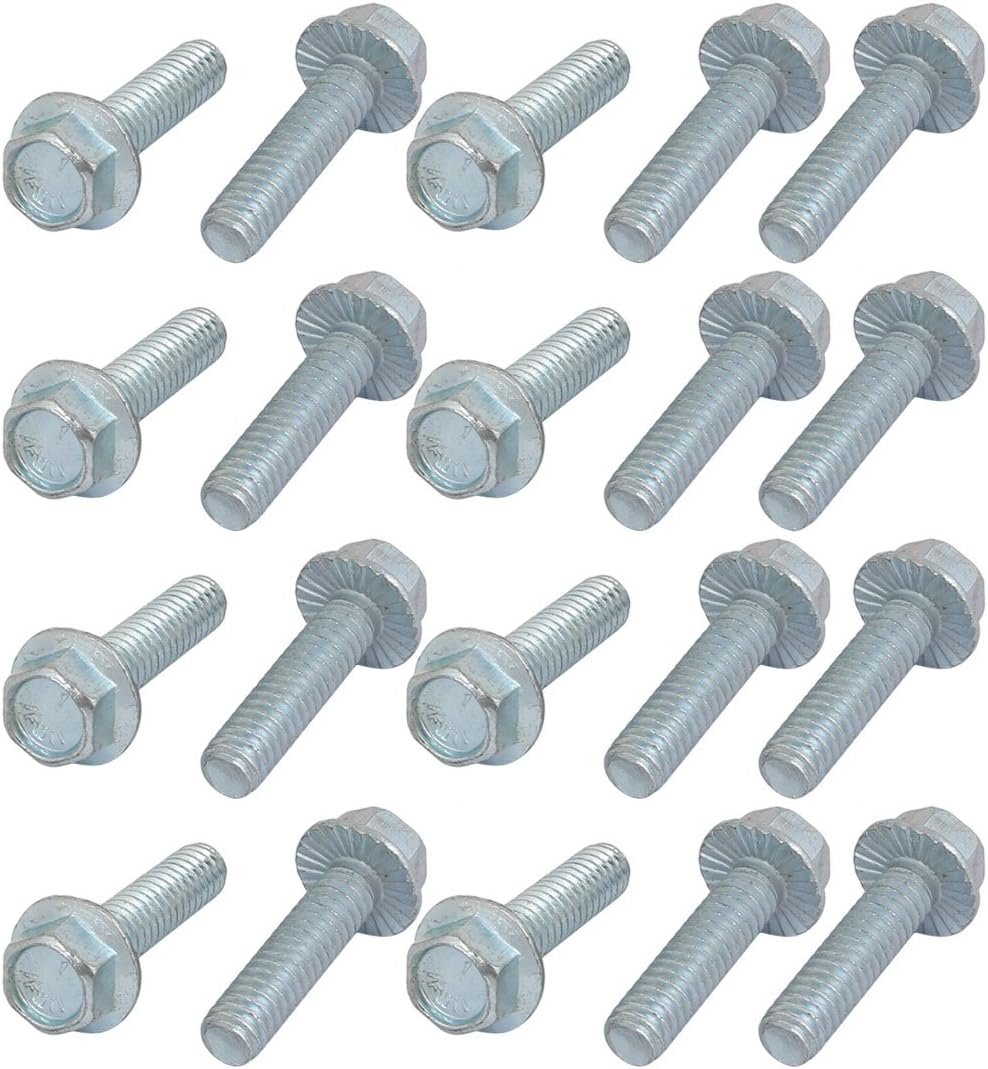 20Pcs 1/4-20 x 1 Inch Thread Carbon Steel Hex Serrated Head Flange Screw Bolt