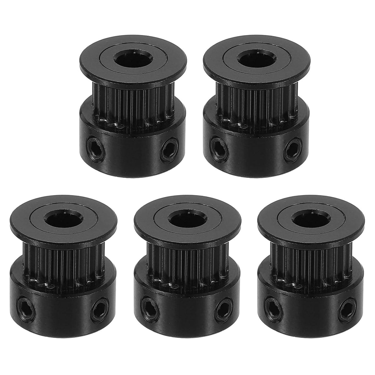5 Pcs Aluminum 20 Teeth 5mm Bore 6mm Width Timing Belt Pulley Wheel Idler Pulley Synchronous Wheels Gear Part for 3D Printer, Black