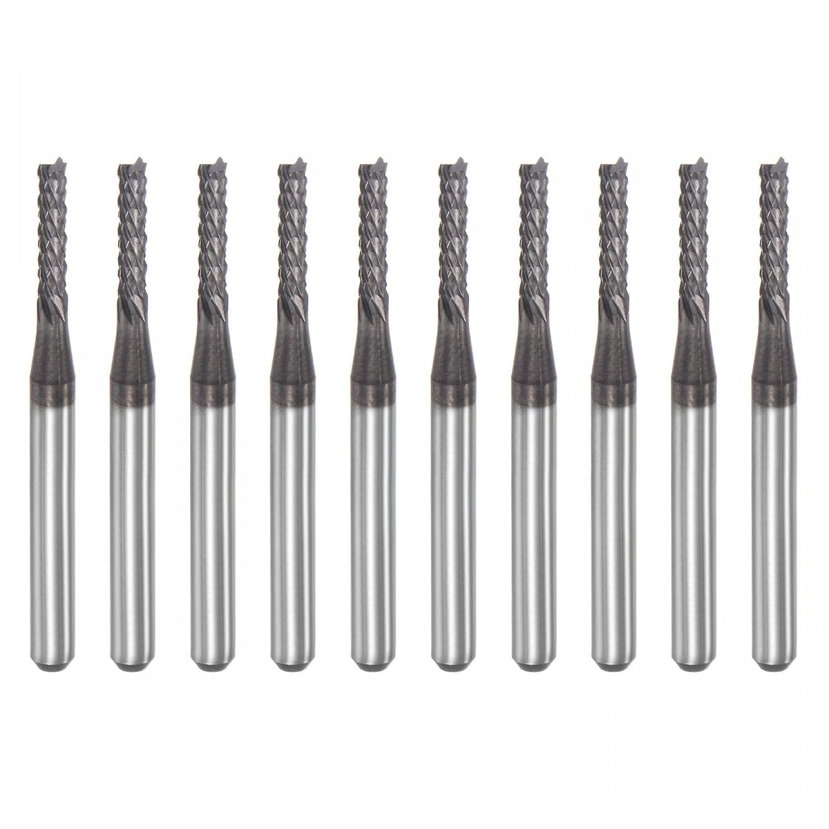 End Mill CNC Router Bits, 2mm x 9.5mm 1/8" Shank Diamond Film Coated Carbide Engraving Bit Milling Cutter Left Hand for PCB Plastic Fiber Wood 10pcs