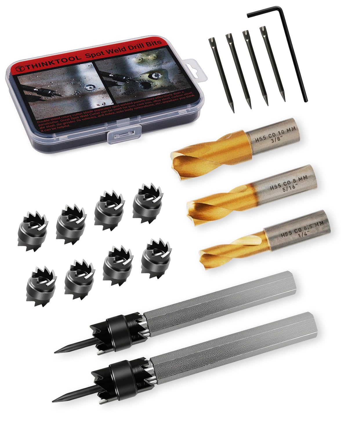 18 PCS Spotschweißer Schneidset Dubbelzijdig, 3/8" & 5/16" Spotschweißer Bohrbit
