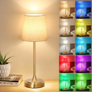 LinkMejor Cordless Table Lamp Rechargeable,5000mAh Battery Operated Desk Lamp,3 Colors & 7 RGB Stepless Dimmable,Touch Control Ambient Light for Bedside,Bedroom,Dining Room,Living