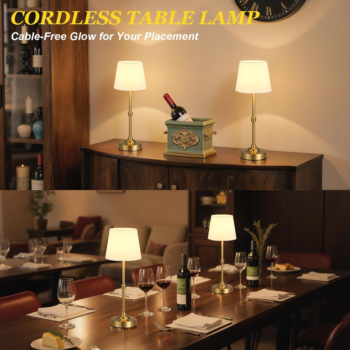 LinkMejor Cordless Table Lamp, Rechargeable Battery Operated, Brass, 1 Pack