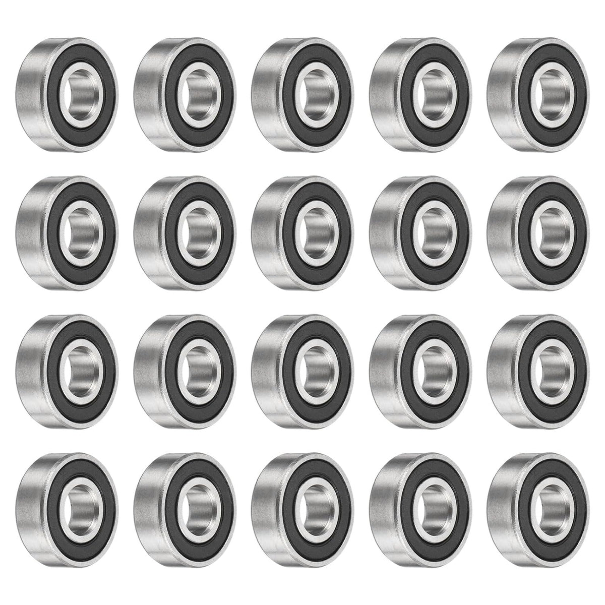 20Pcs 696RS Deep Ball Bearings 6x15x5mm High Carbon Steel Double Sealed Bearings for Electric Motor, Home Appliances, Garden Machinery, Black
