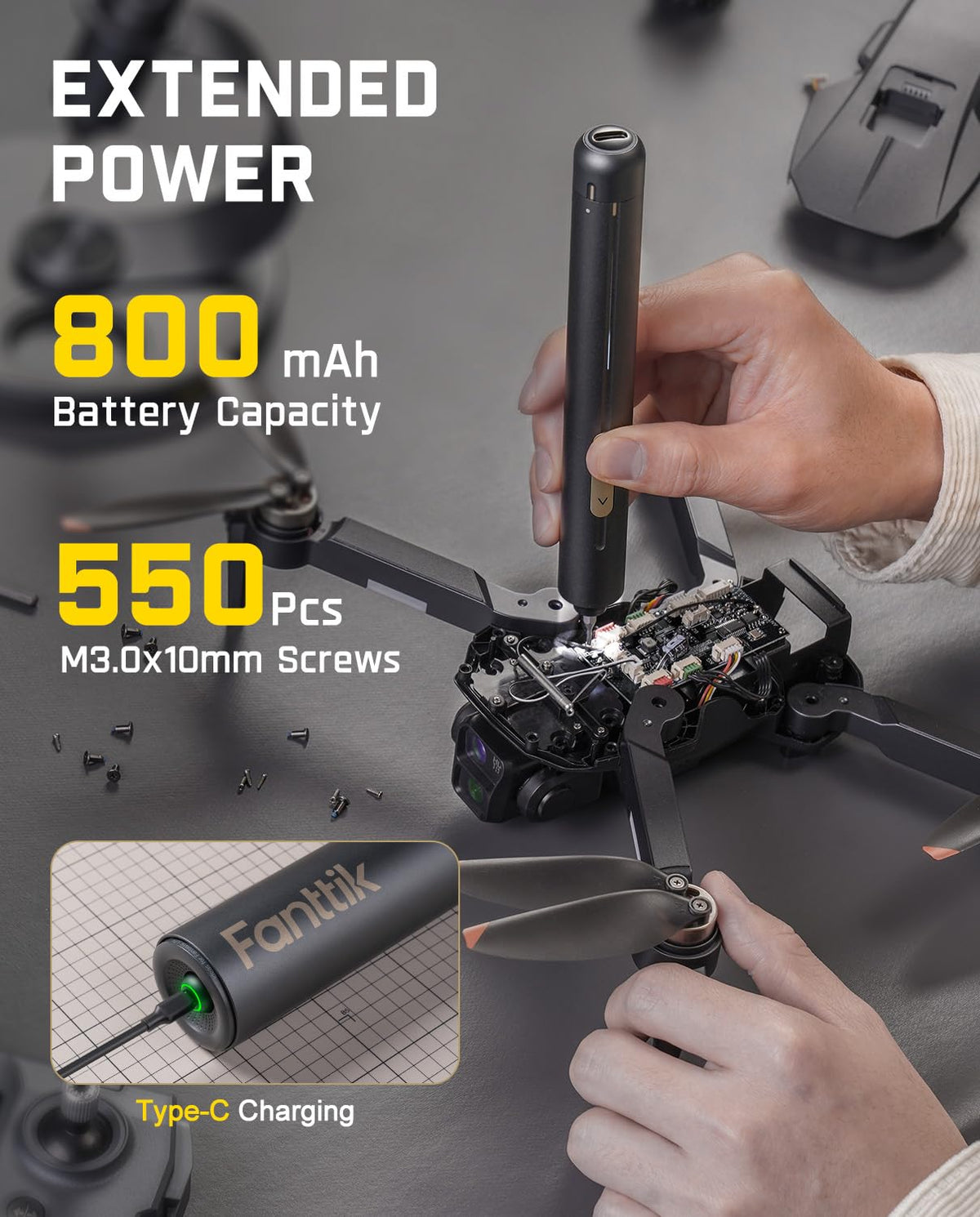 Ensamblador eléctrico LinkMejor E2 Ultra, Set de destornilladores de precisión (Gris)