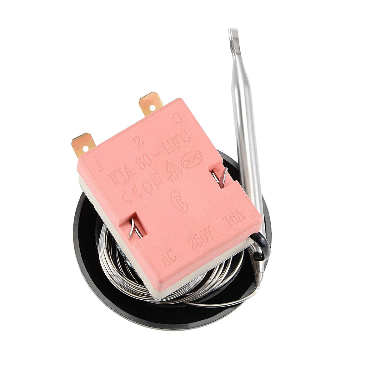 NC 250V 16A 30-110C Temperaturregelungsschalter Kapillarthermostat für Ofen Kühlschrank Heizgerät, 2m, mit 2 Schrauben&2 Crimp-Steckverbindern