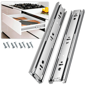 LinkMejor Rulmenți de Balamale pentru Tavi 3 Falduri Extindere Completă Montare Laterală Cabine Runners Glide Ruluri Piste 100 Lbs Încărcare 10 12 14 16 18 20 22 24 Inch Argint (Argint-Basic- 1 Pr,12 Inch)