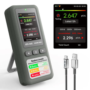 LinkMejor HOUND-1011S Bærbar Radon Detektor, Høj-Nøjagtighedssensor til Hjem, Letvægt, Hørbar og Synlig Alarmer, Langsigted Monitering, Let at Bruge Radon Tester i pCi/L eller Bq/m³ til Kælder