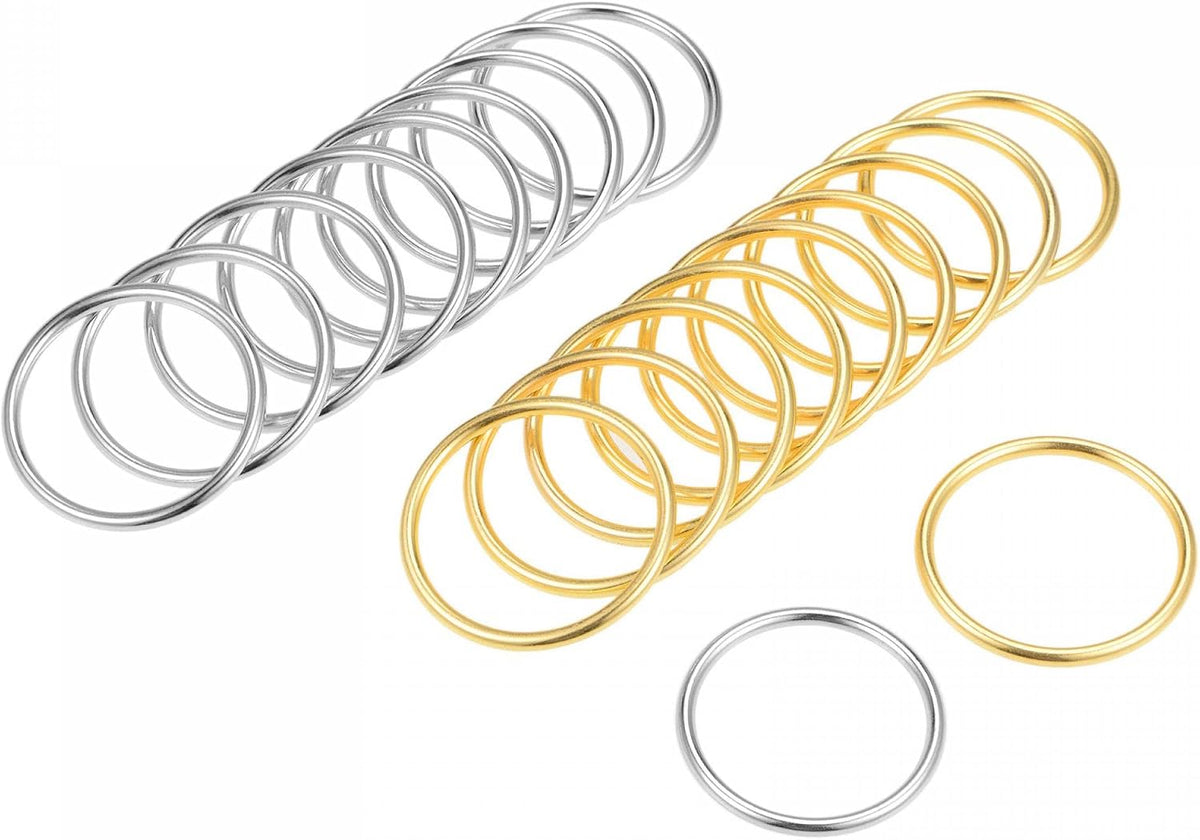 LinkMejor 35mm O Ring Buckle Welded for Hardware DIY, Silver Gold Total 20pcs