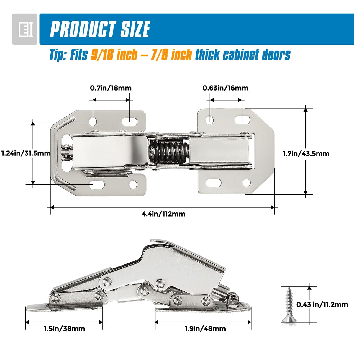 LinkMejor Hidden Cabinet Hinges, Concealed Cabinet Hinges Soft Close, 2 Pack