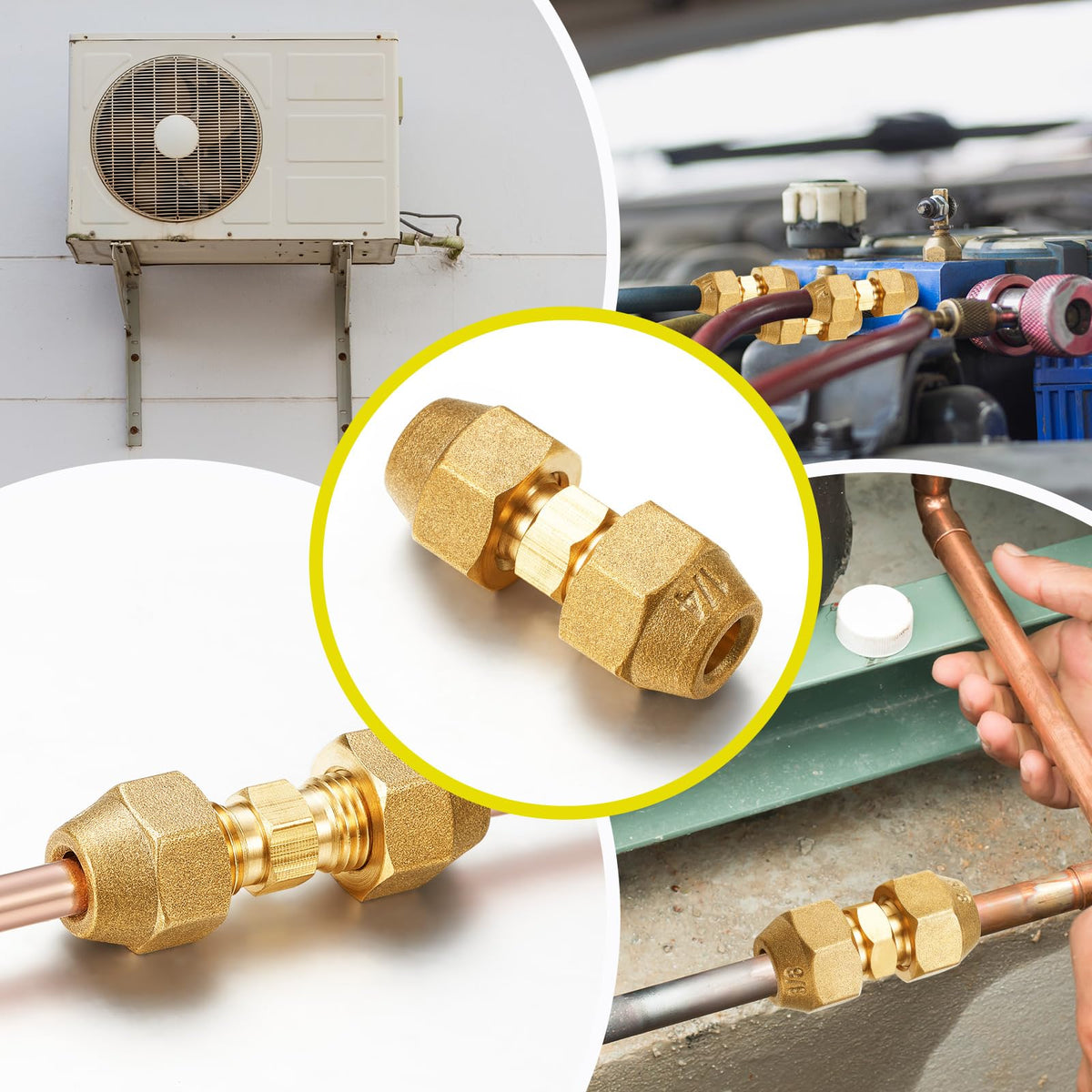 ลิงก์เมโจร์ 4 ชิ้น คอนเนกเตอร์เคลื่อนที่ทองแดงกับหน้ากาก HVAC, 1/4" 3/8"