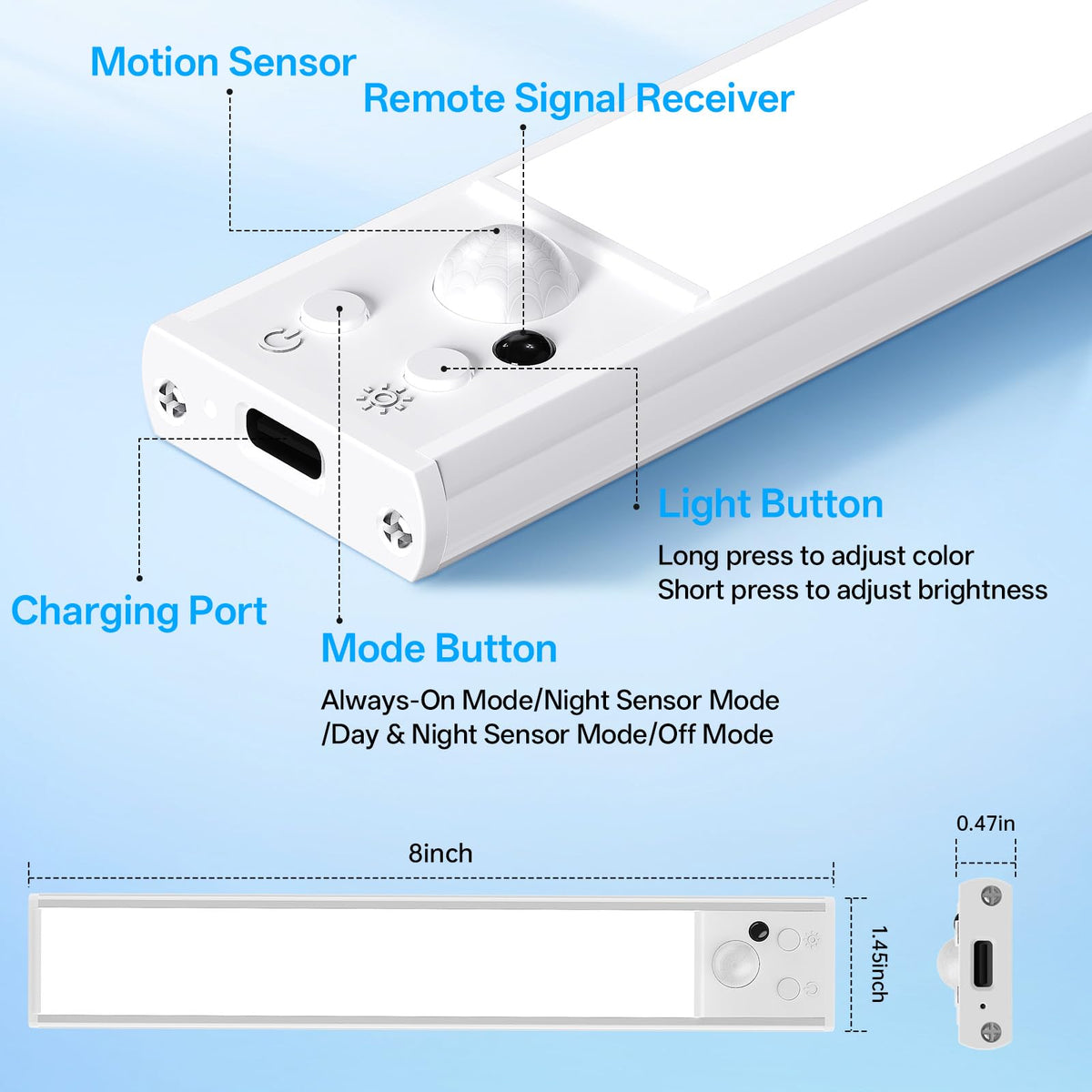 LinkMejor Illuminazione da Sotto Mobile Senza Fili, Sensore di Movimento Luce Interno (2 Pack)