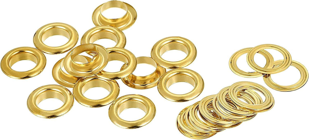 Eyelets with Washers, 16.5 x 10 x 5mm Iron Through Hole Hollow Rivets Grommets Gold Tone 200 Set