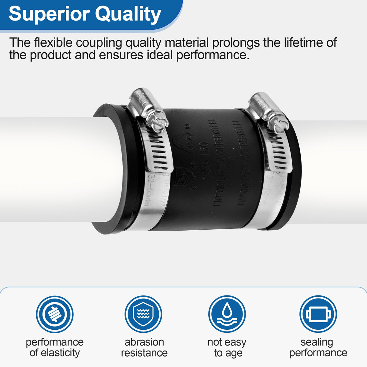 Connecteur de raccordement en PVC flexible pour tuyaux nominaux de 1-1/2"