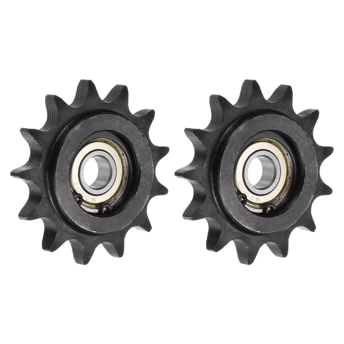 2pcs DIN(ISO) 08B Roller Chain Idler Sprocket 10mm Bore, 1/2" Pitch, Hardened 13 Tooth Tensioner Sprocket, Insert Single Bearing