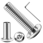 LinkMejor 10Sets M6 x 25mm Flat Head Hex Socket Cap Screws Bolts and Barrel Nuts Kit, 304 Stainless Steel Furniture Connector Bolts, Metric M6 Countersunk Binding Screws for Crib Cabinet with Hex