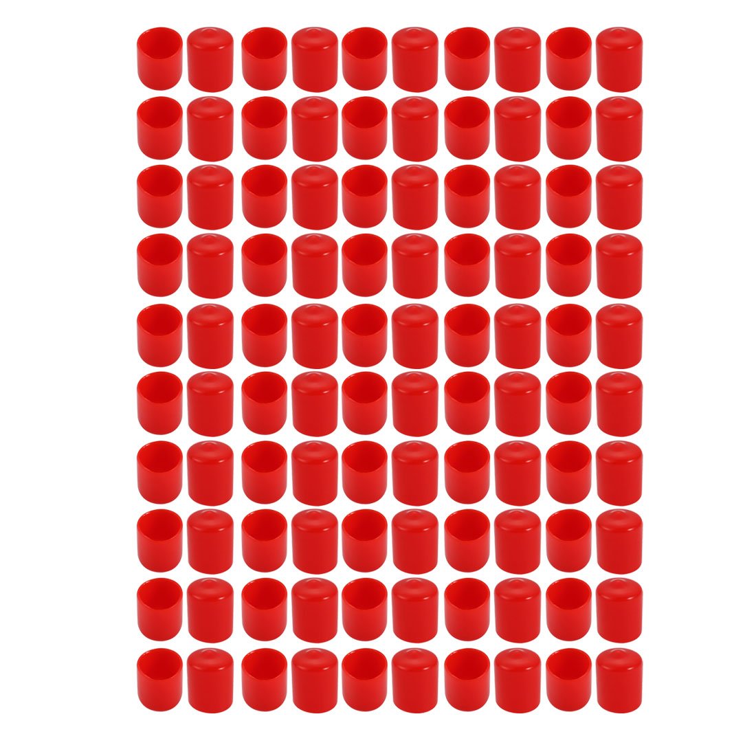 100pcs 15mm Inner Dia PVC Flexible Vinyl End Cap Screw Protector Cover Red