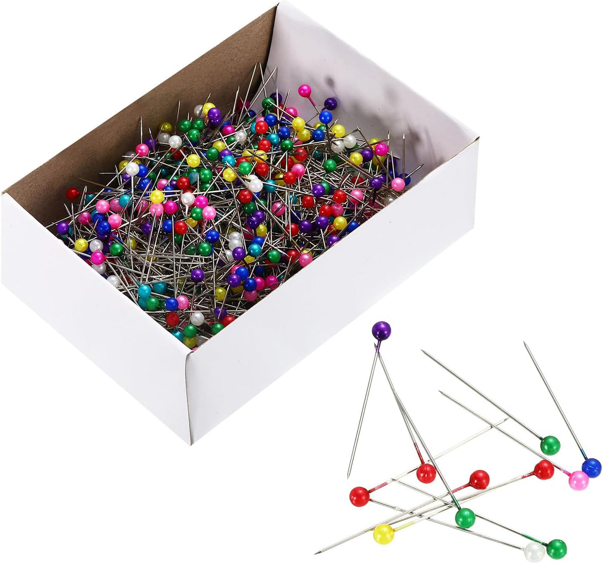 Sewing Pins 800pcs Round Pearl Head Dressmaking Corsage Pins Straight Pins for Wedding Sewing Decoration DIY Craft, Multicolor