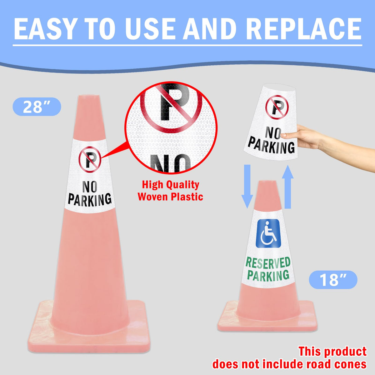 2 Pack Geen Parkeercones Berichtsleeve, 360° Heldere Reflecterende Cones Sleeve
