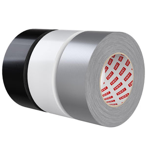 LinkMejor 9 Mil Tapes Duct Kekuatan Tinggi, 2 in x 45 YD, 3-Pack, Hitam/Silver/Abu-abu