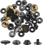 LinkMejor 10 Sets Copper Snap Buttons, 15mm Press Buttons Metal Snap Fasteners for Clothes DIY Crafts, Black