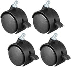 2 Inch Swivel Casters Nylon Twin Wheel with Brake, M10 x 15mm Threaded Stem Swivel Caster, 115lb Total Capacity, Pack of 4
