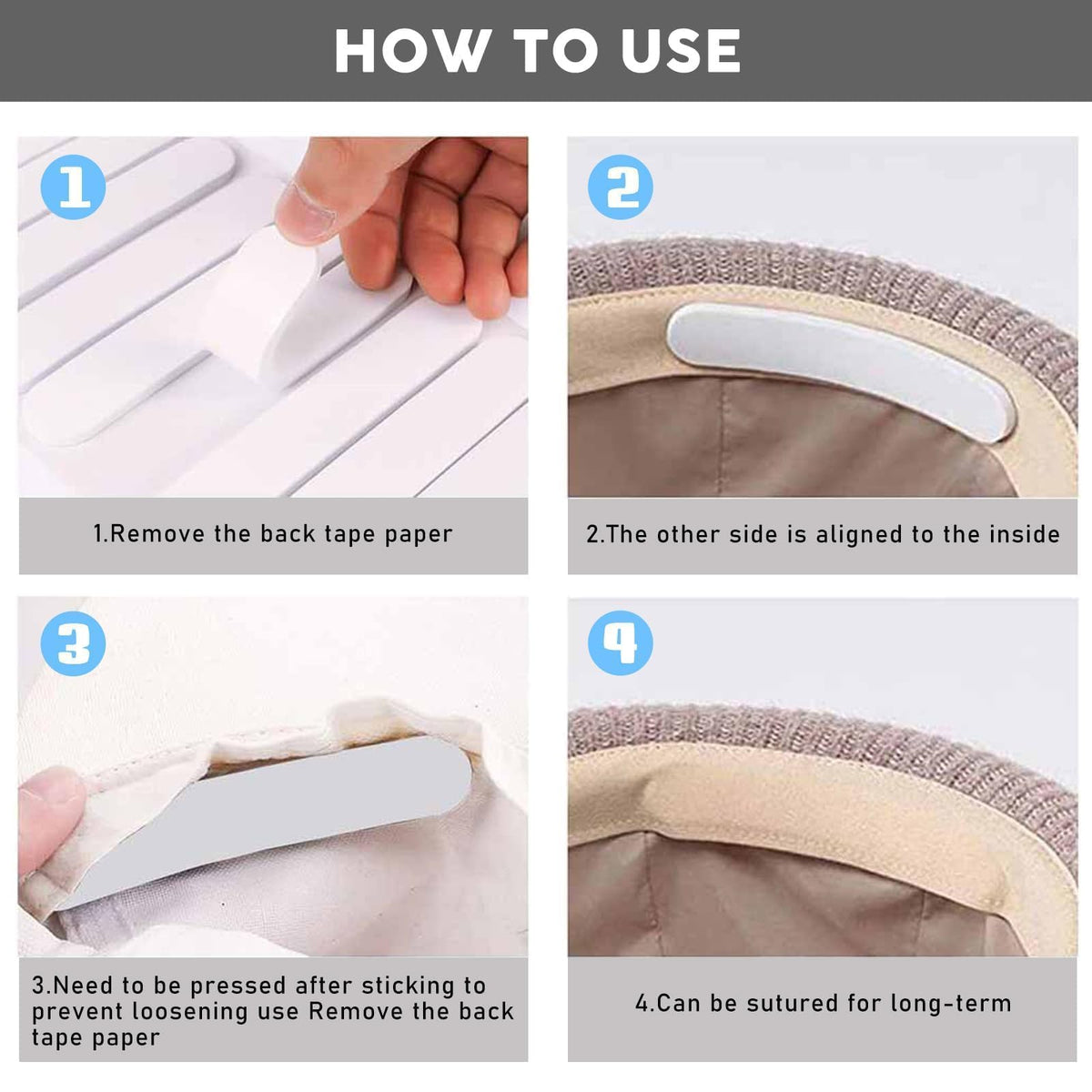 LinkMejor Hoedmaatverkleiner, 30 Pack Hoedmaat Tape (Zwart + Wit)