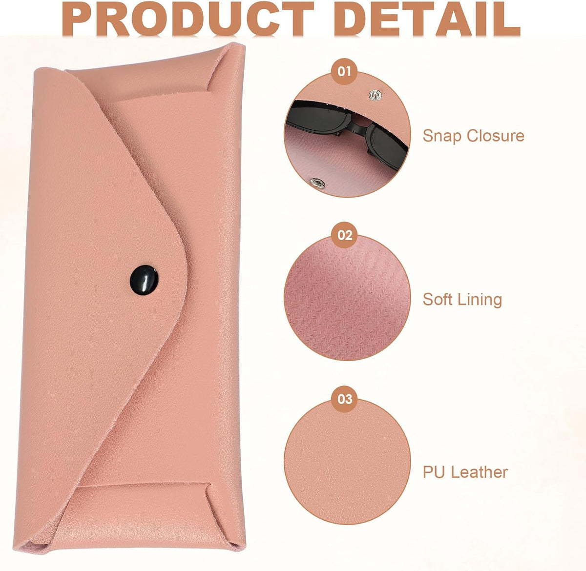 LinkMejor Leather Glasses Case Holder with Button and Cleaning Cloth