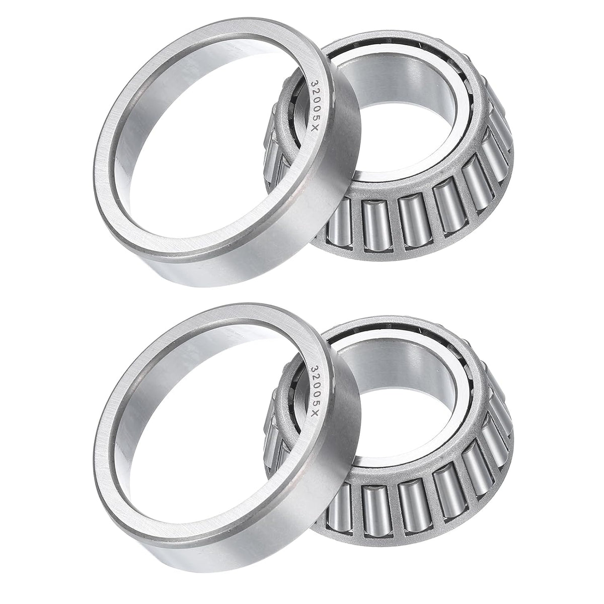 2pcs 32005X Tapered Roller Bearing Cone and Cup, 25mm Bore x 47mm OD x 15mm Thick, Chrome Steel Taper Bearing Set, ABEC-3