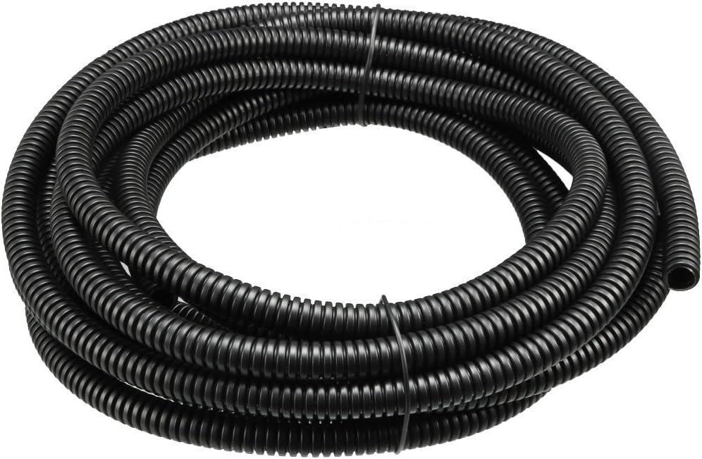 4.6 M 7 x 10 mm PP Flexible Corrugated Conduit Tube for Garden,Office Black