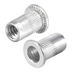 #6-32 Rivet Nuts Aluminium Alloy Knurled Flat Head Threaded Insert Nut Silver 50pcs