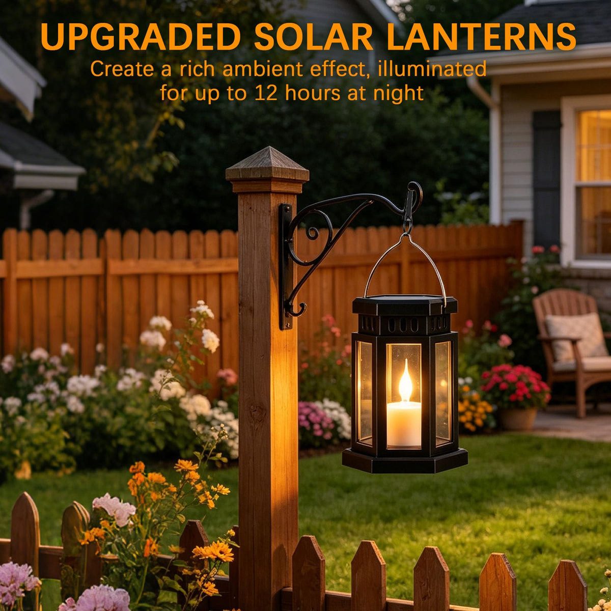 Solar Lanterns Outdoor Waterproof Lights, RGB Color Changing Light 2pack