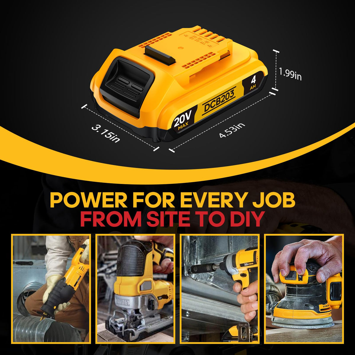 Sostituzione 4AhCompatibile per Batteria Dewalt 20V MAX con Alta Capacità