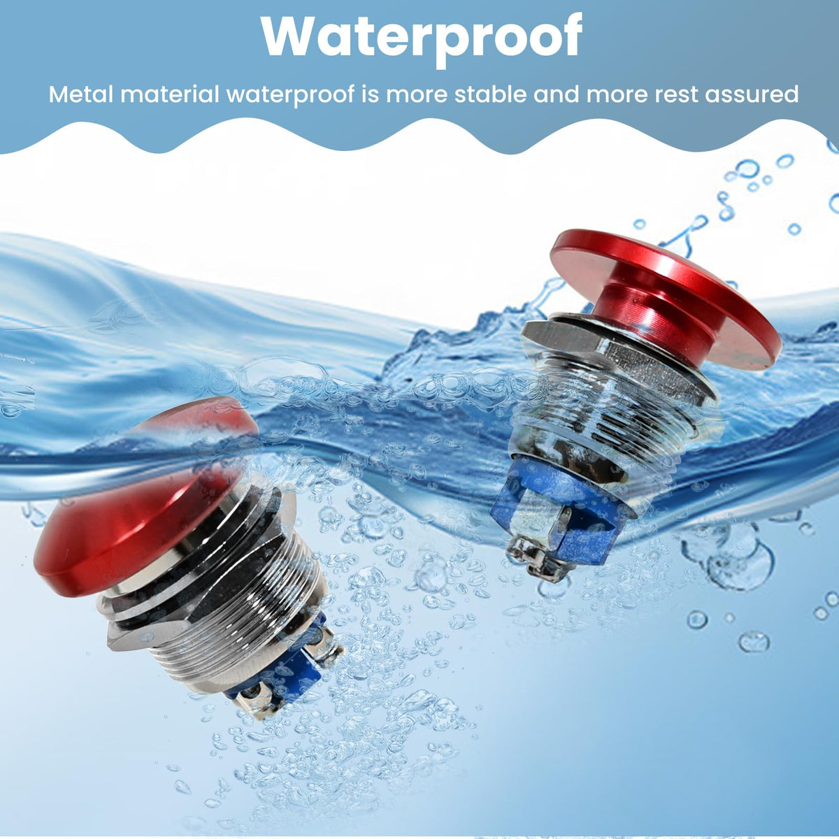 Red Mushroom Head Momentary Push Button Switch (16mm)