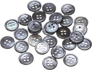 25 Pcs Natural Shell Buttons, 4 Hole Mother of Pearl Buttons 15mm Sewing Button Sewing Craft Shell Discs for Shirt Sewing DIY Crafts Decoration, Gray